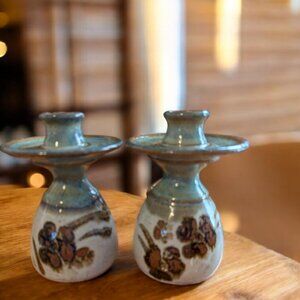 Exquisite Hand-Made Pottery Ceramic Candlestick Set